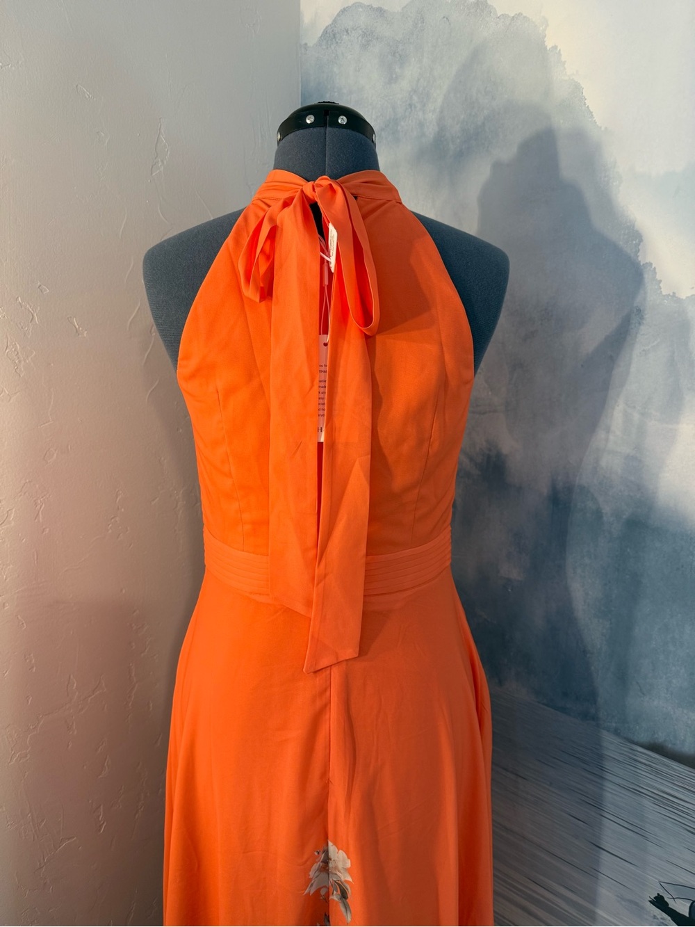 Halter Floral-Print Orange Maxi Dress 209 - Picture 5 of 13